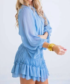 Karlie women Solid Chiffon Button Dress in Blue -Cinzia Rocca Icons Shop 06b3498ac9944a13a534204f1a966c98 c631628e 9b69 4623 bce7 7e2248cfd600 1080x