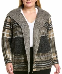 women Joseph A. Plus Draped Open Cardigan