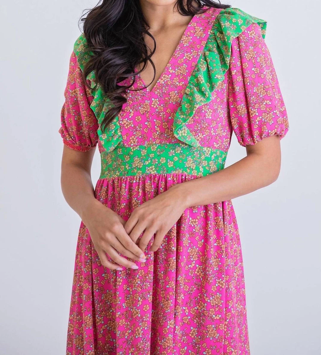 Karlie women Vintage Floral Maxi Dress in Pink 4 Karlie women Vintage Floral Maxi Dress in Pink - Image 2