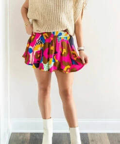 Karlie women Big Floral Dot Smock Skort in Multi