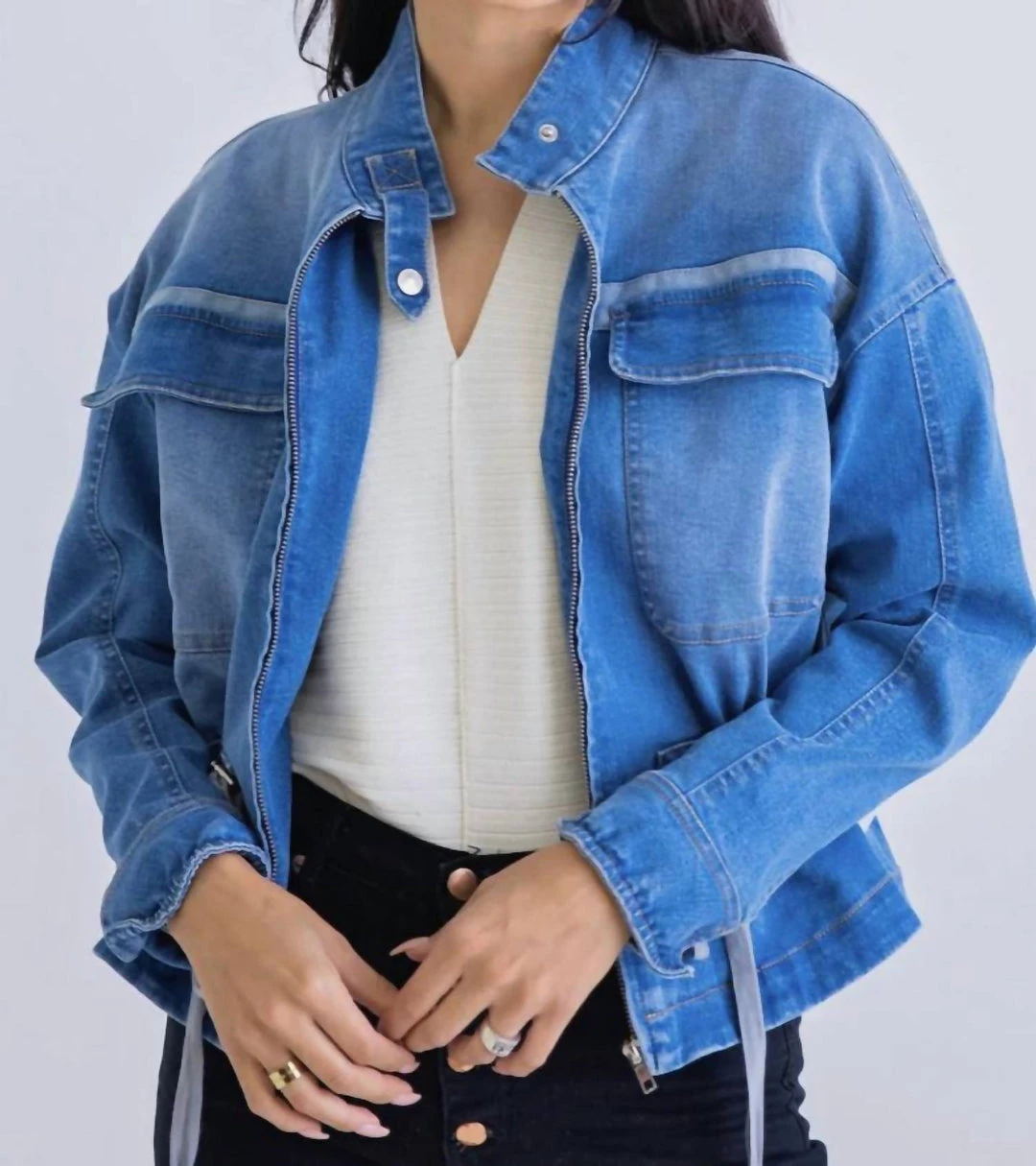Karlie women Denim Pocket Novelty Jacket In Blue 3 Karlie women Denim Pocket Novelty Jacket In Blue