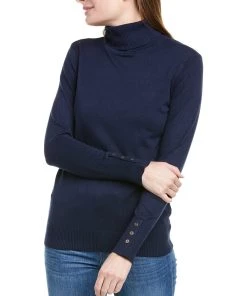 women Joseph A. Button Cuff Turtleneck