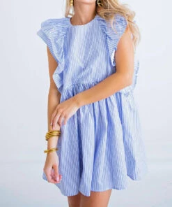 Karlie women Stripe Ruffle Mini Dress in Blue -Cinzia Rocca Icons Shop 58572de0a1704d10b17d828dc7a9f8ea 1080x