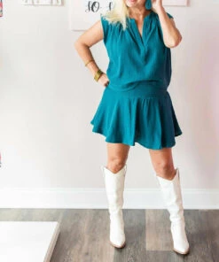 Karlie women Smock Waist Skort in Teal