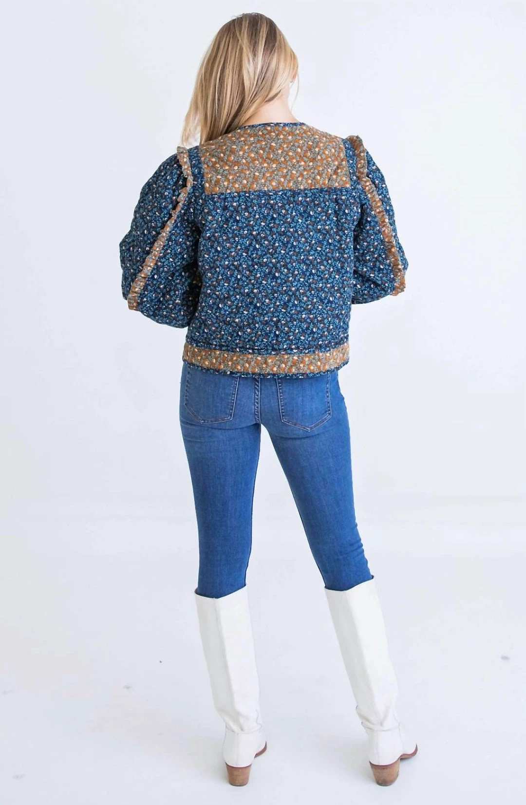 Karlie women Floral Ditzy Jacket in Blue/Brown 5 Karlie women Floral Ditzy Jacket in Blue/Brown - Image 3