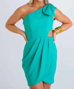 Karlie women Solid Knot Cut Out One Shoulder in Green