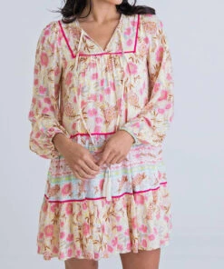 Cinzia Rocca Icons Shop 38 Karlie women Floral Boho Dress in Pink + Yellow