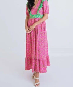 Cinzia Rocca Icons Shop 36 Karlie women Vintage Floral Maxi Dress in Pink
