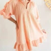 Karlie women Check Ruffle Dress in Orange