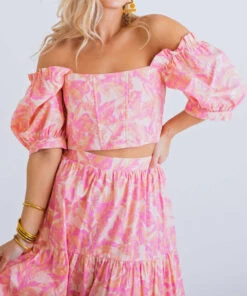 Cinzia Rocca Icons Shop 16 Karlie women Floral Poplin Back Tie Top in Pink