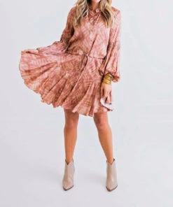 Karlie women Button Tie Dress In Tie Dye