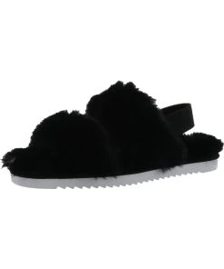 DV By Dolce Vita Pattel Womens Faux Fur Open Toe Slingback Sandals
