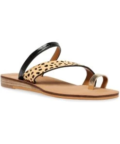 DV By Dolce Vita Lulu Womens Calf Hair Toe Loop Slide Sandals