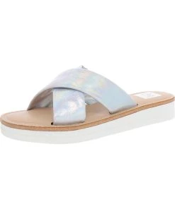 DV By Dolce Vita Hondli Womens Iridescent Slip On Slide Sandals
